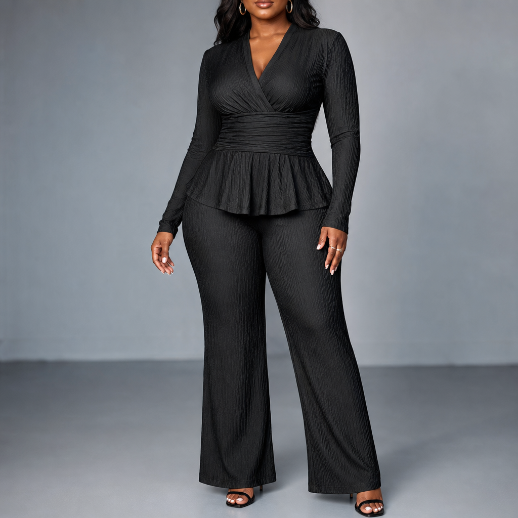 Molly | Two Piece Pleated Top Trouser Set