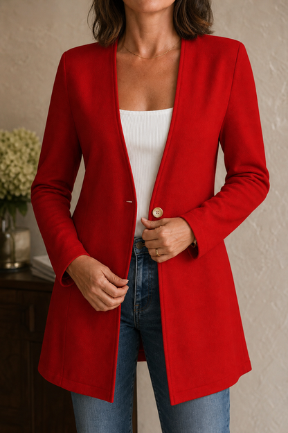 Adeline | V-Neck Single-Button A-Line Blazer