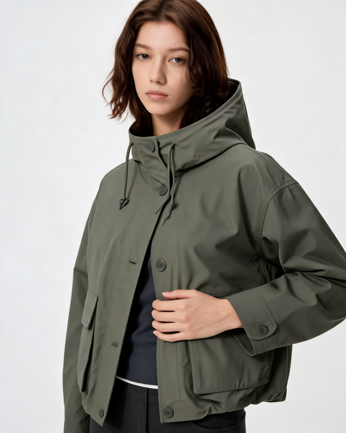 Olivia | Hooded Utility Pocket Jacket