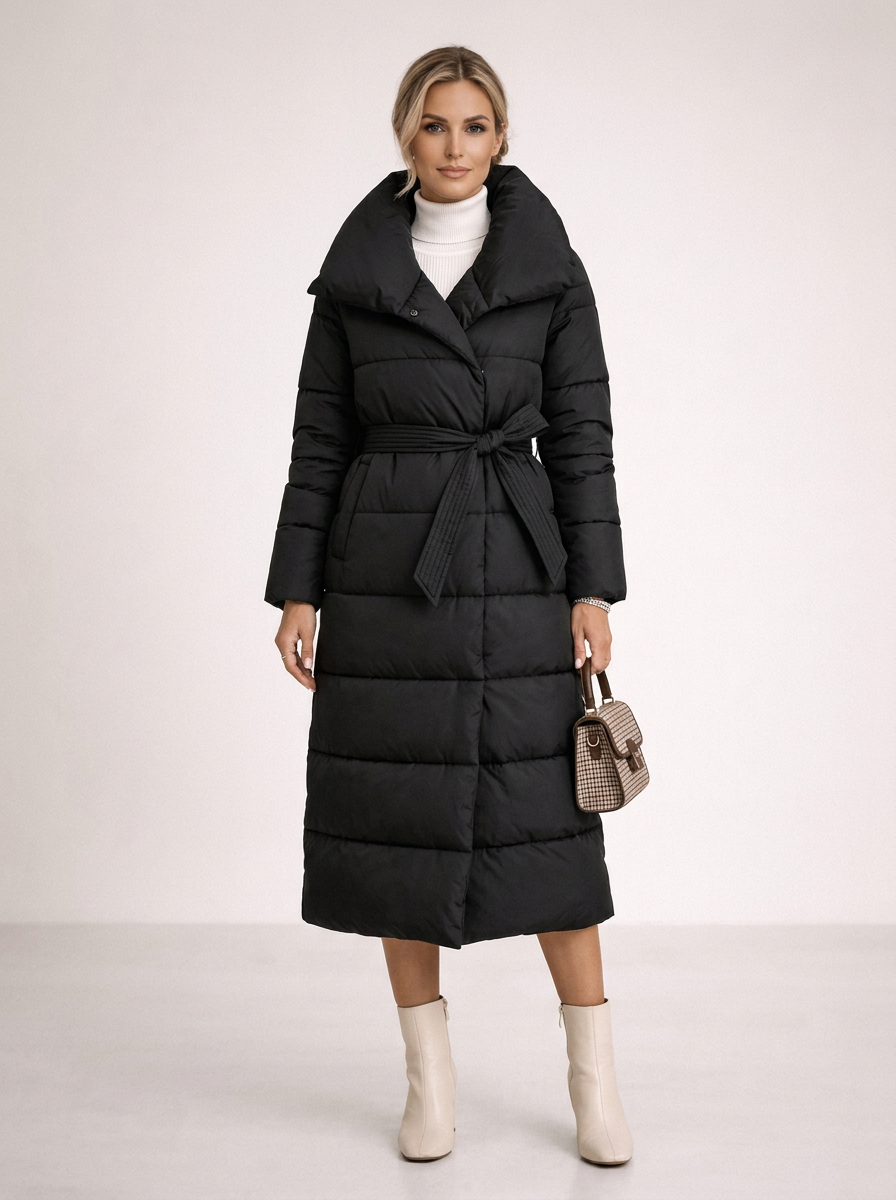 Calista | Belted Full Length Puffer Coat