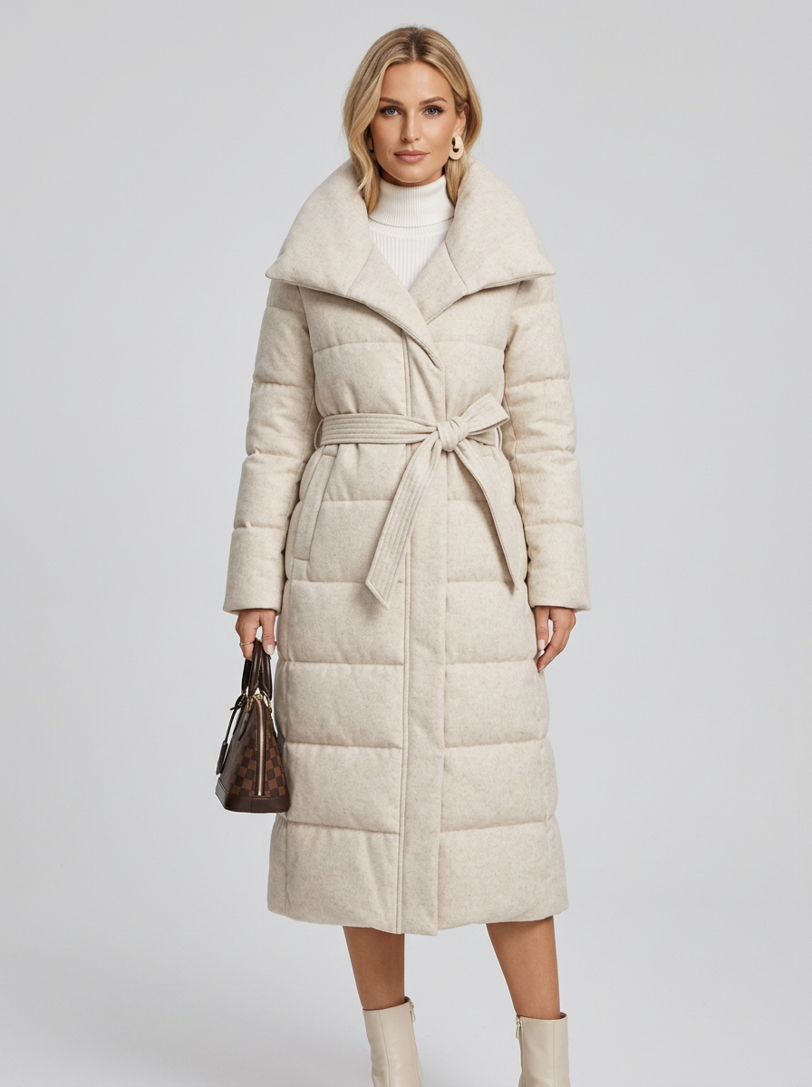 Calista | Belted Full Length Puffer Coat