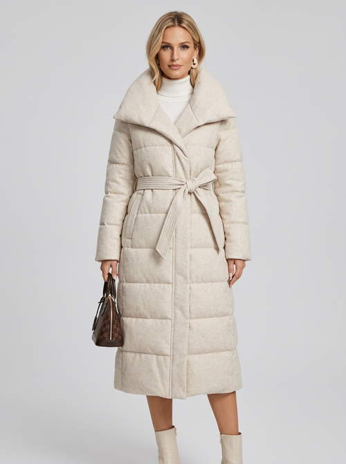 Calista | Belted Full Length Puffer Coat