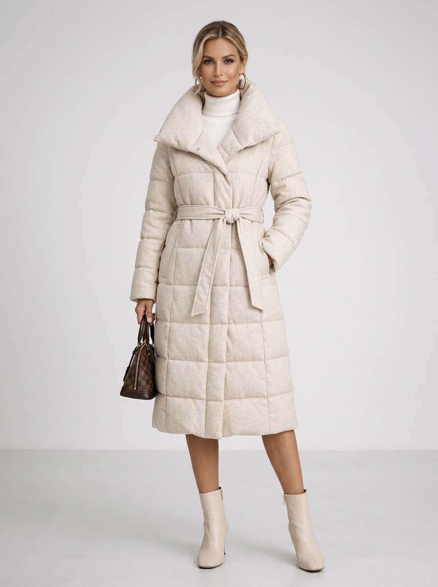 Calista | Belted Full Length Puffer Coat