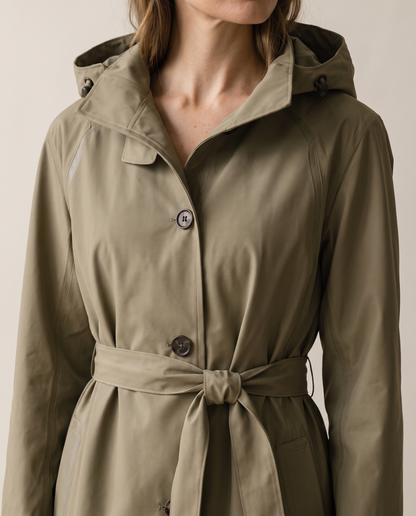 Tabitha | Waterproof Hooded Belted Trench Coat