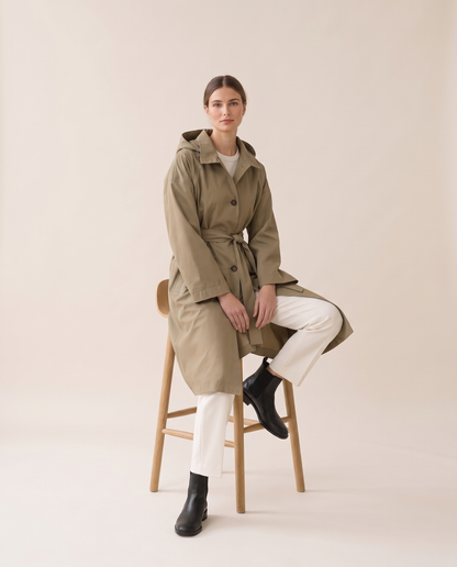 Tabitha | Waterproof Hooded Belted Trench Coat