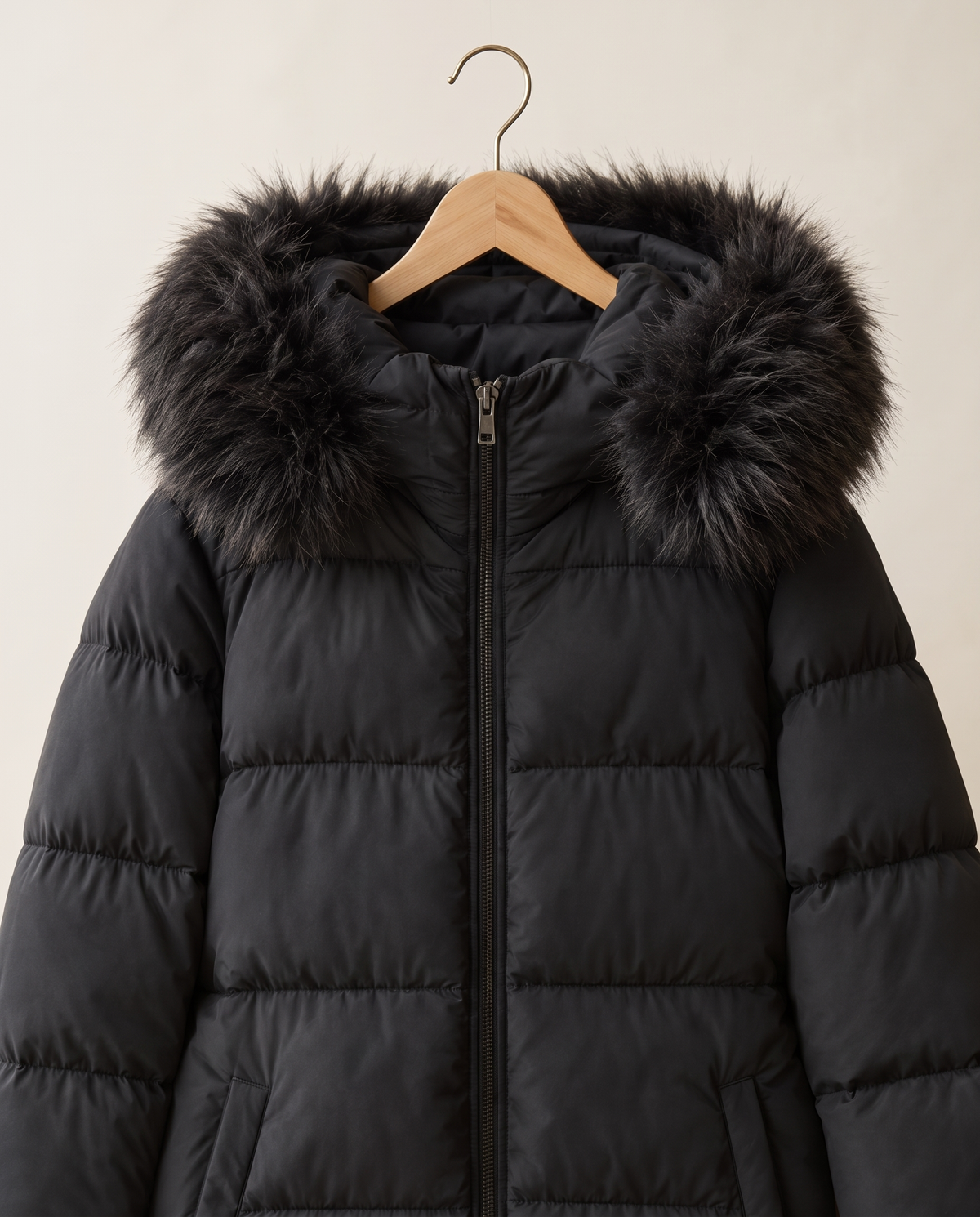 Oriel | Plush Trim Hooded Over the Knee Puffer Coat