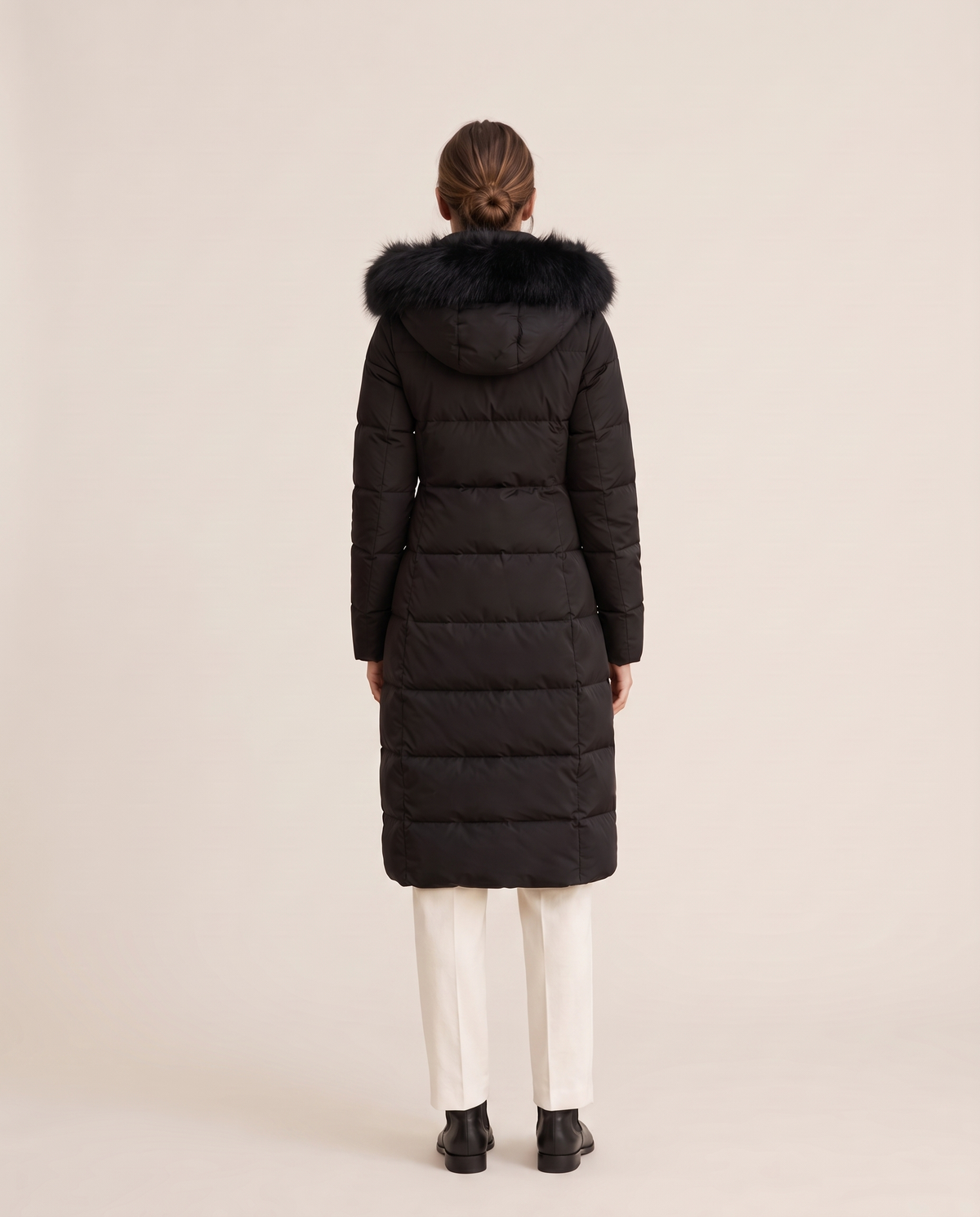 Oriel | Plush Trim Hooded Over the Knee Puffer Coat