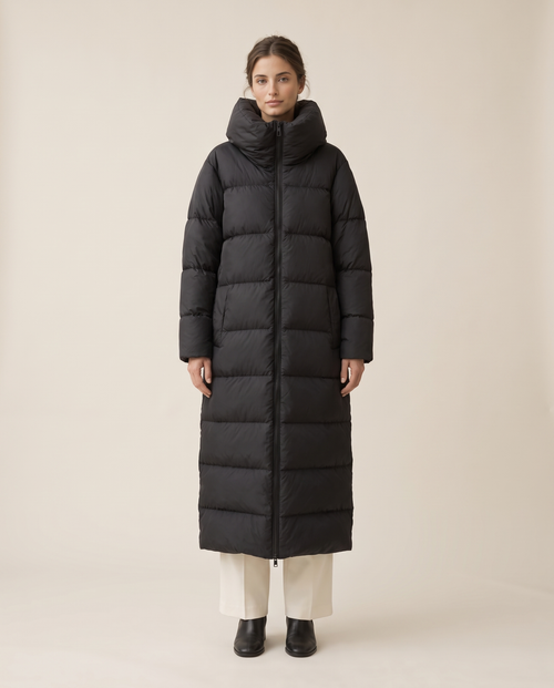 Nerissa | Oversized Collar Full Length Quilted Puffer Coat
