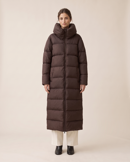 Nerissa | Oversized Collar Full Length Quilted Puffer Coat