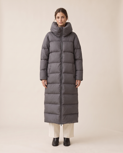 Nerissa | Oversized Collar Full Length Quilted Puffer Coat