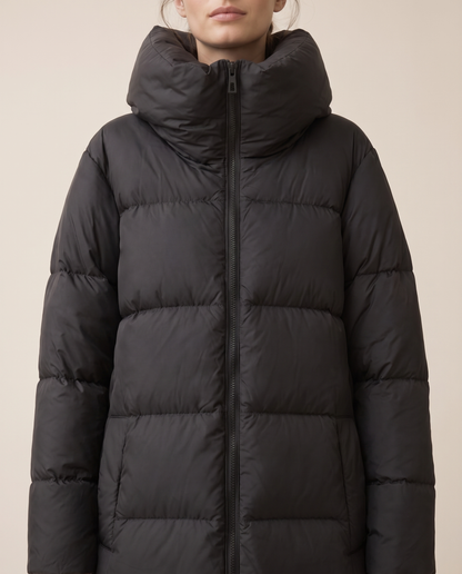 Nerissa | Oversized Collar Full Length Quilted Puffer Coat