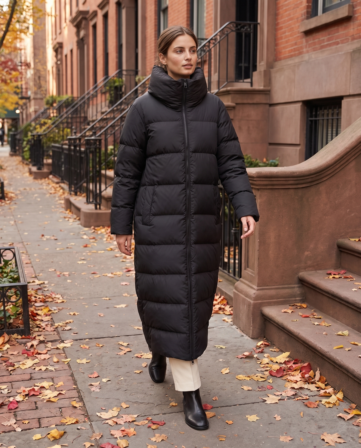 Nerissa | Oversized Collar Full Length Quilted Puffer Coat