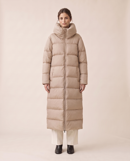 Nerissa | Oversized Collar Full Length Quilted Puffer Coat