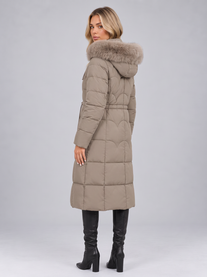 Fiorella | Faux Fur Hood Quilted Longline Puffer Coat