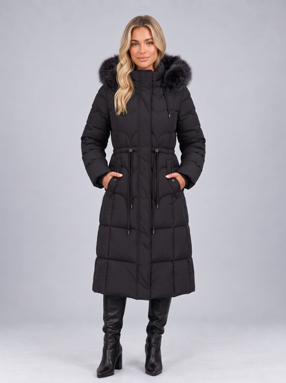 Fiorella | Faux Fur Hood Quilted Longline Puffer Coat