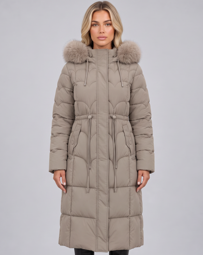 Fiorella | Faux Fur Hood Quilted Longline Puffer Coat