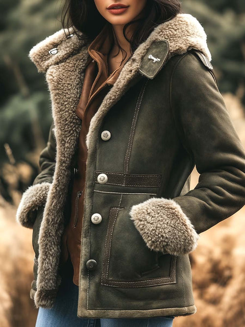 Elowen | Shearling Lined Aviator Jacket