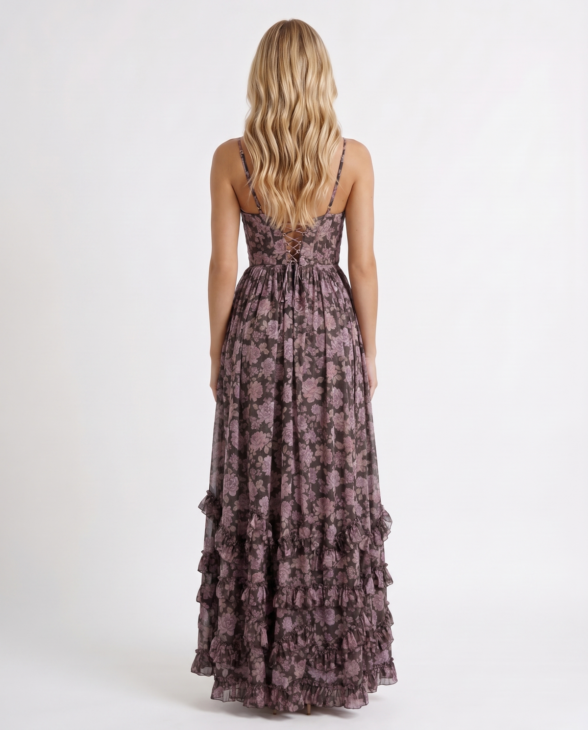 Winnie | Pearl Halter Tiered Ruffle Maxi Dress