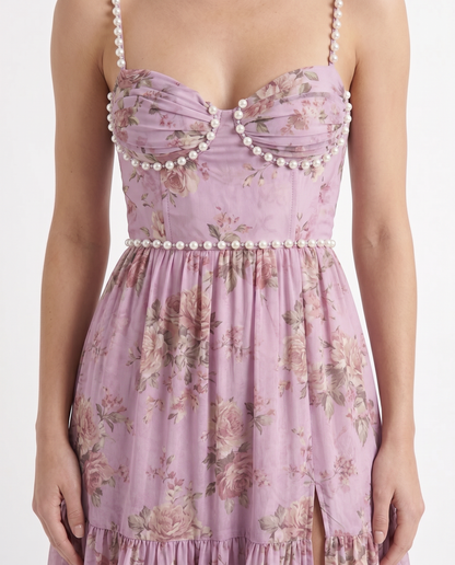 Winnie | Pearl Halter Tiered Ruffle Maxi Dress