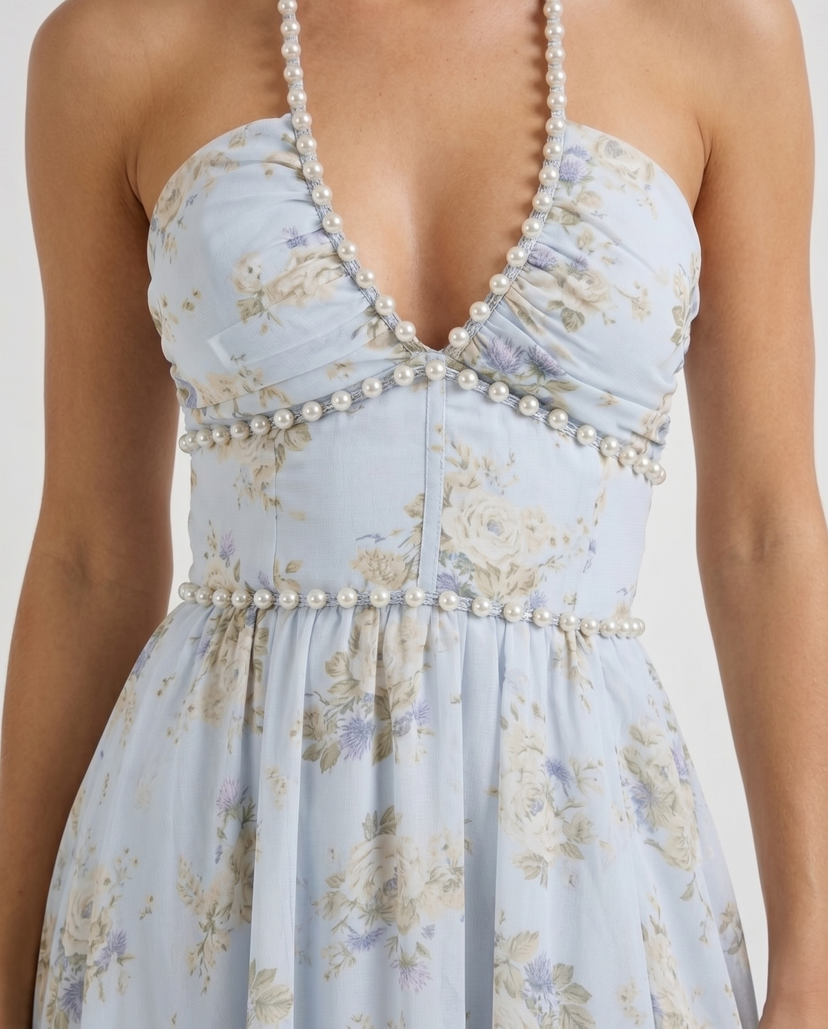 Winnie | Pearl Halter Tiered Ruffle Maxi Dress
