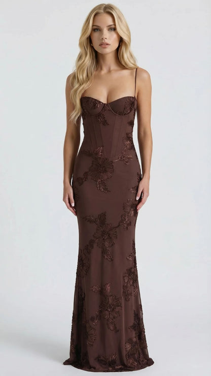 Verena | Sweetheart Floral Corset Maxi Dress