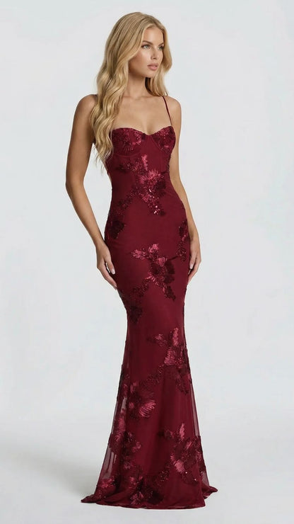 Verena | Sweetheart Floral Corset Maxi Dress