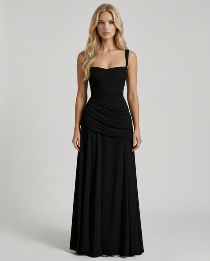 Delia | Ruched Draped Waist Maxi Dress