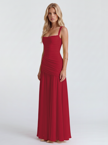 Delia | Ruched Draped Waist Maxi Dress
