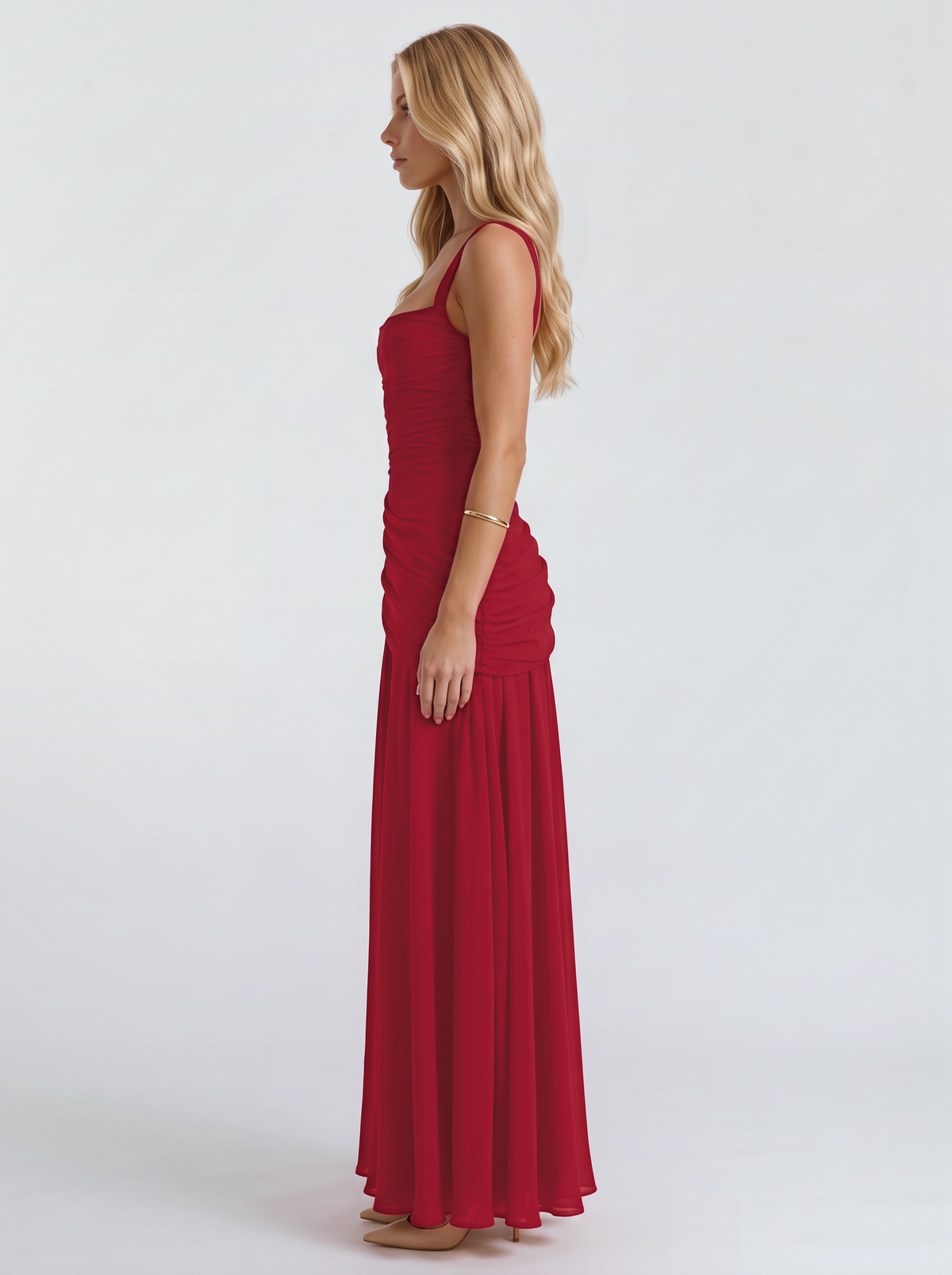 Delia | Ruched Draped Waist Maxi Dress