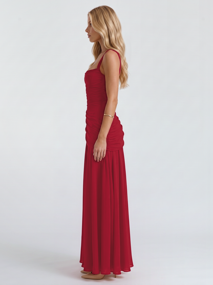 Delia | Ruched Draped Waist Maxi Dress