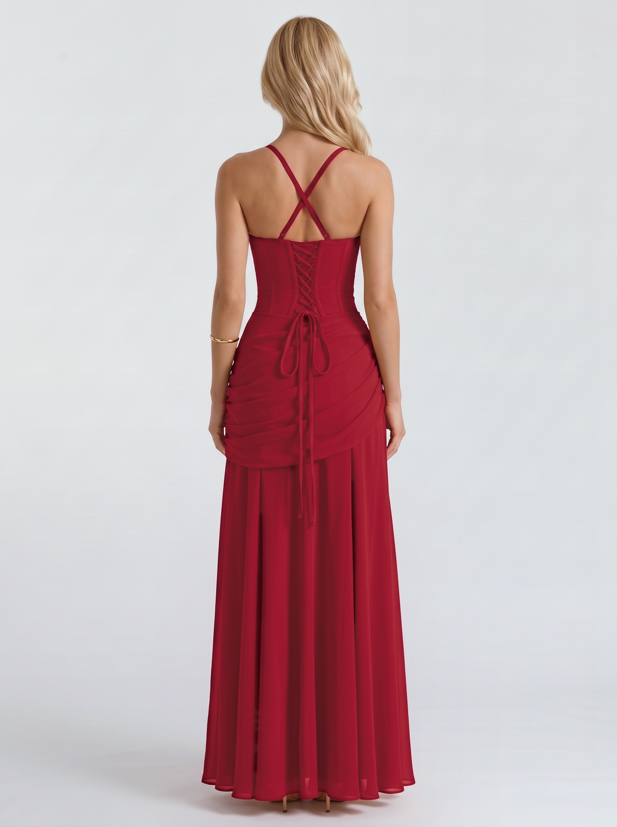 Delia | Ruched Draped Waist Maxi Dress