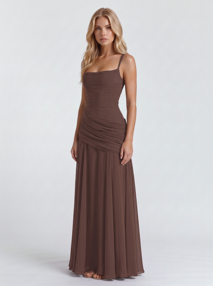 Delia | Ruched Draped Waist Maxi Dress