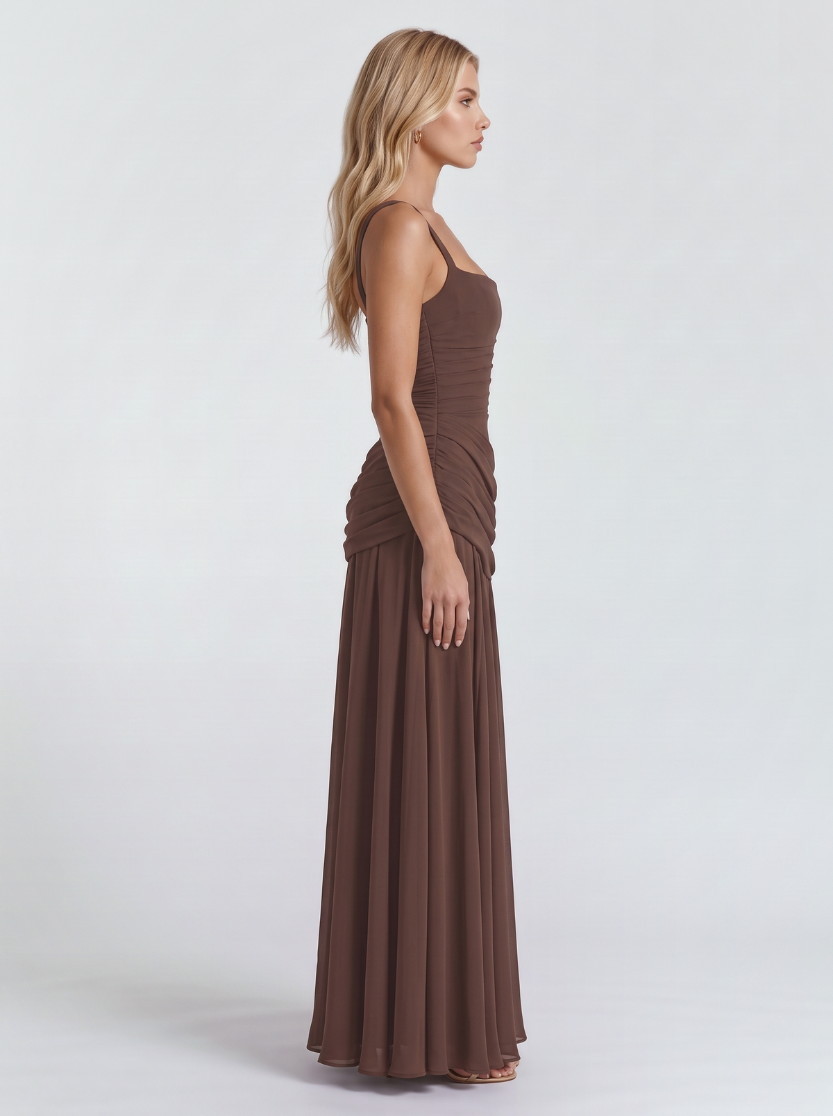 Delia | Ruched Draped Waist Maxi Dress