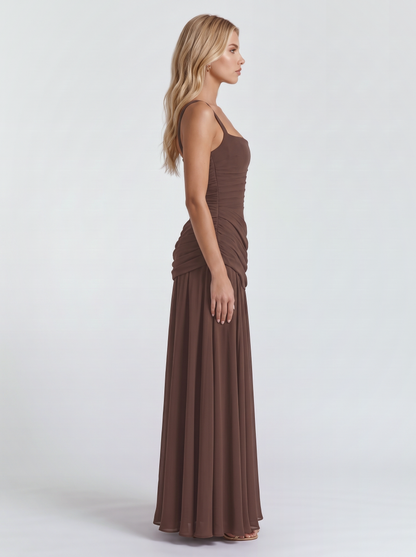 Delia | Ruched Draped Waist Maxi Dress