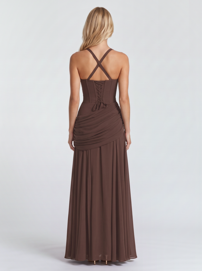 Delia | Ruched Draped Waist Maxi Dress