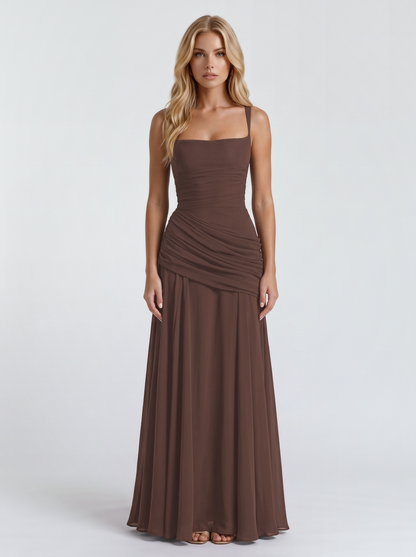 Delia | Ruched Draped Waist Maxi Dress