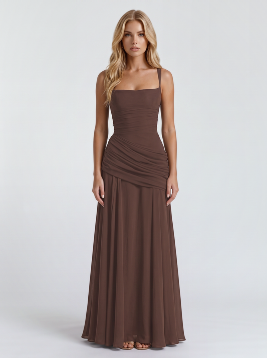 Delia | Ruched Draped Waist Maxi Dress