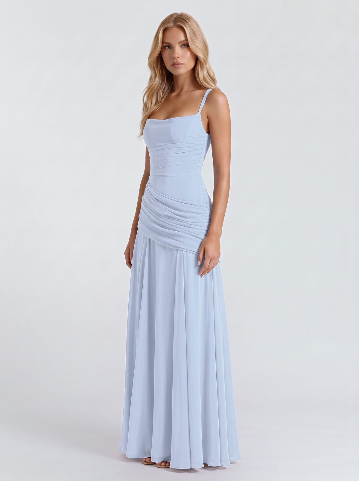 Delia | Ruched Draped Waist Maxi Dress