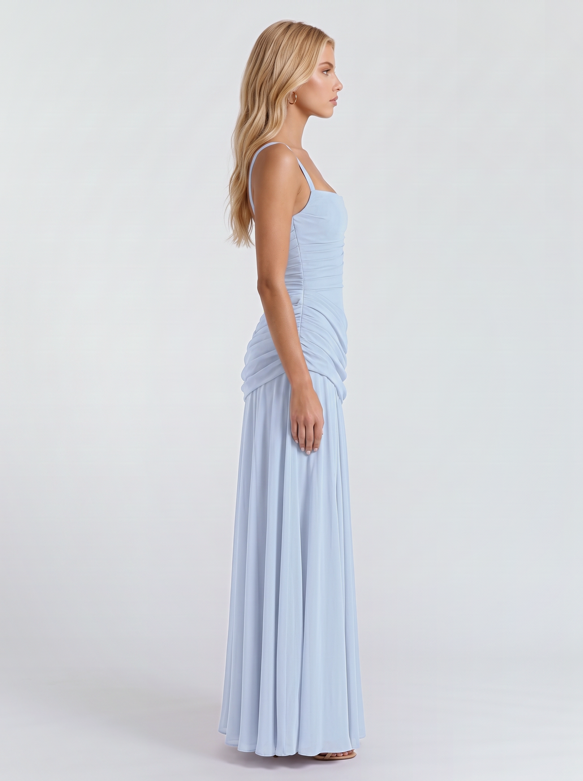 Delia | Ruched Draped Waist Maxi Dress