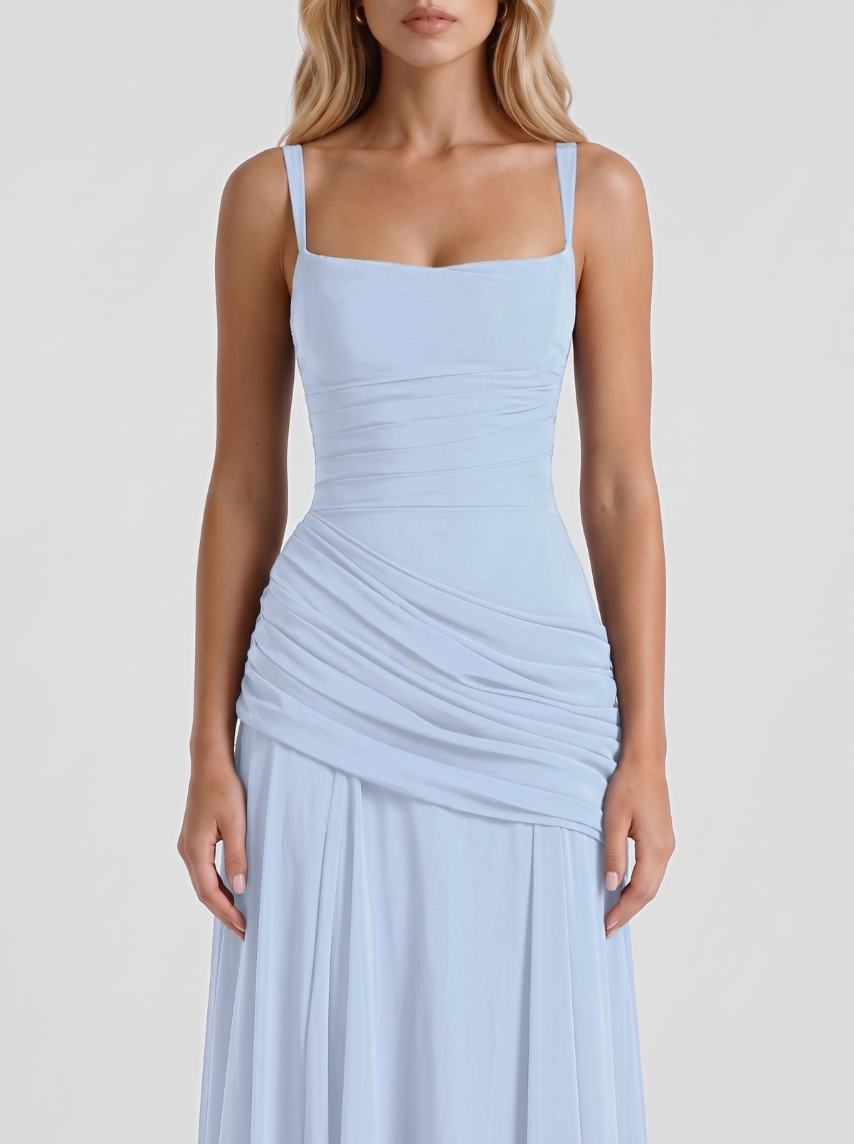Delia | Ruched Draped Waist Maxi Dress