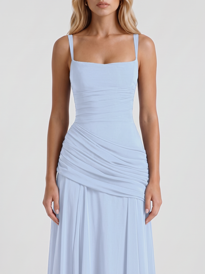Delia | Ruched Draped Waist Maxi Dress