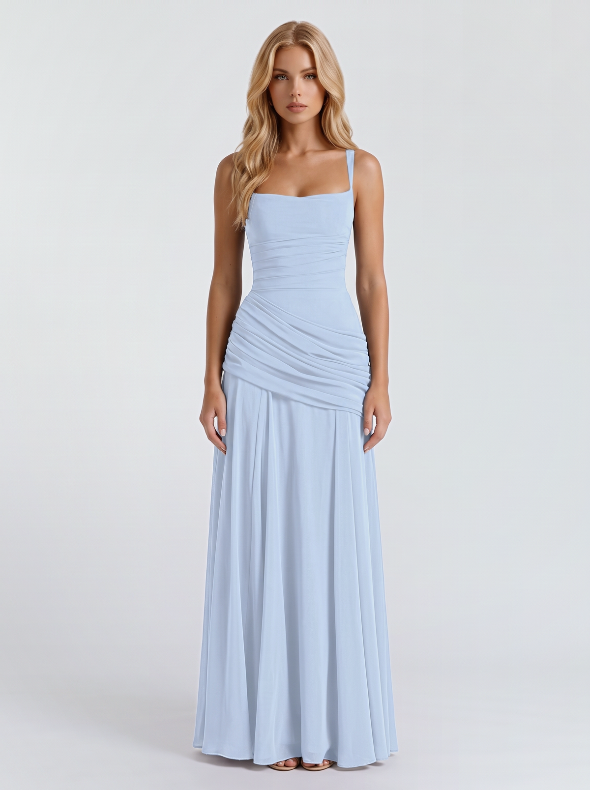 Delia | Ruched Draped Waist Maxi Dress
