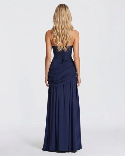Delia | Ruched Draped Waist Maxi Dress