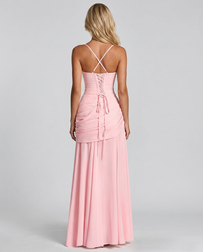Delia | Ruched Draped Waist Maxi Dress