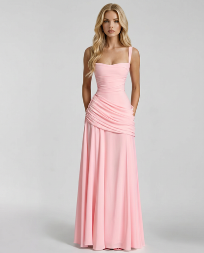 Delia | Ruched Draped Waist Maxi Dress