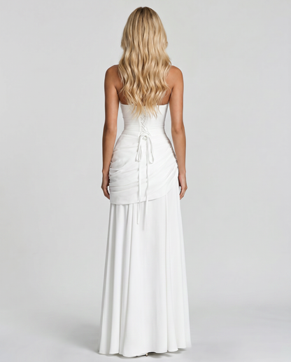 Delia | Ruched Draped Waist Maxi Dress