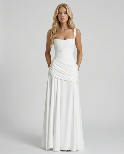 Delia | Ruched Draped Waist Maxi Dress