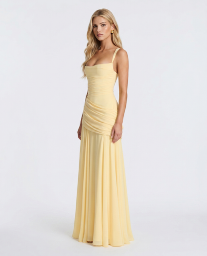 Delia | Ruched Draped Waist Maxi Dress