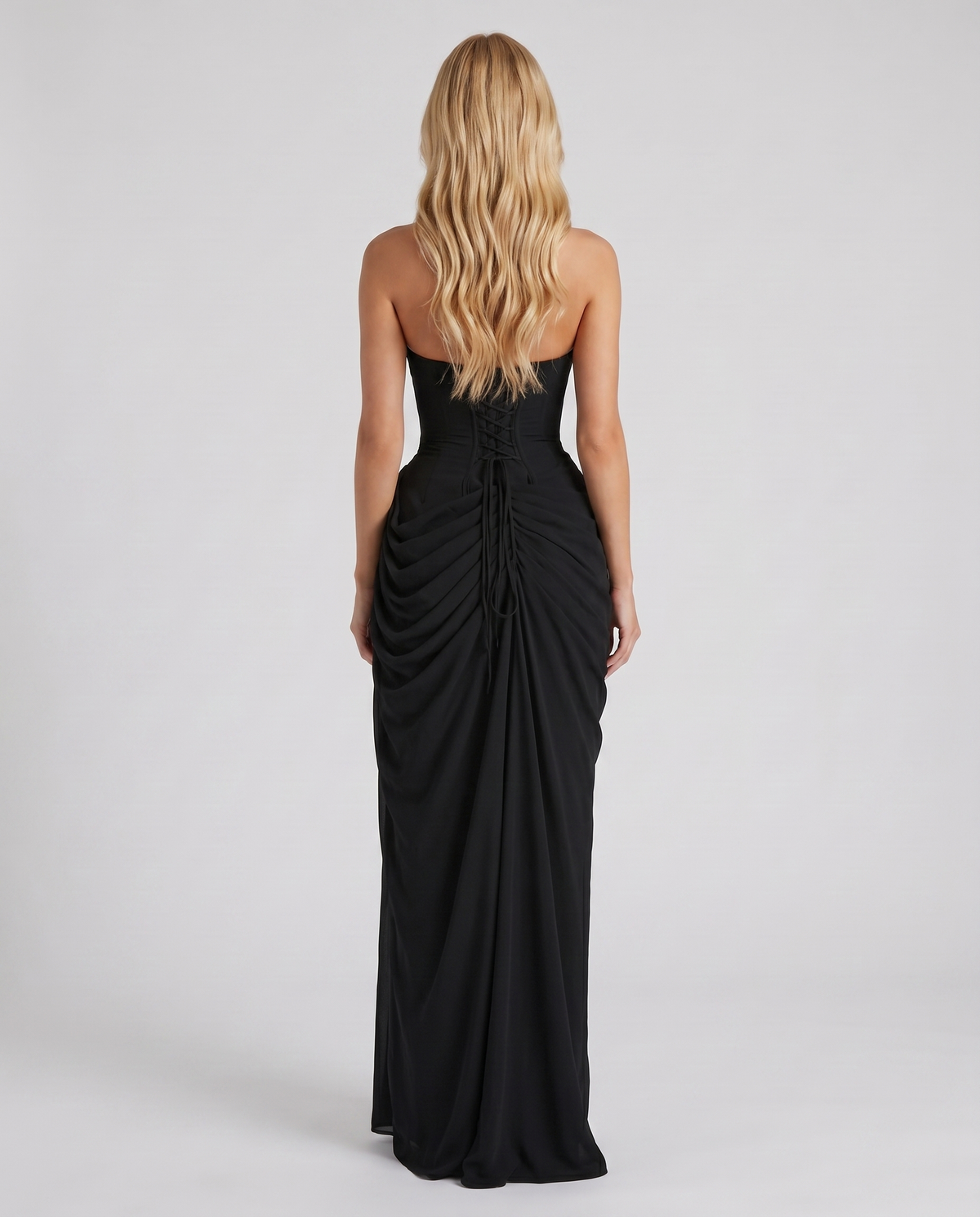 Carys | Strapless Ruched Wrap Slit Maxi Dress