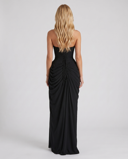 Carys | Strapless Ruched Wrap Slit Maxi Dress